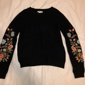 Black sweater with floral embroidery
